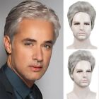 Invisible Synthetic Grey Hair Soft Old Men's Wig Short Straight Wig  Daily Use