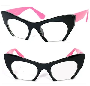 Gafas ópticas para mujer de alta moda para pasarela recortadas con lentes expuestas ojo de gato - rosadas - Imagen 1 de 5
