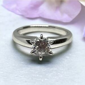 Lovely Cubic Zirconia Solitaire Sterling Silver Engagement ~ Promise Ring, 7.5