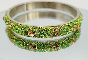 WEDDING PROM PARTY Stage Chunky GREEN Crystal Bangle Bracelet PARTY JEWELRY