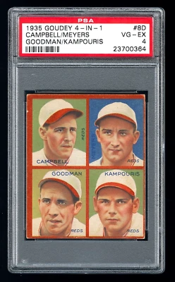 1935 Goudey 8D Gilly Campbell Billy Meyers Ival Goodman Alex Kampouris PSA 4 rojo Foto 1 de 2