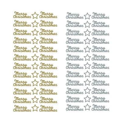 Merry Christmas peel off sticker sheet gold silver xmas card craft making kids
