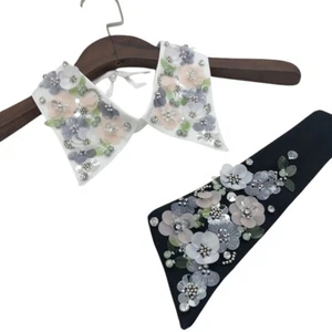 Mujeres Cristal Desmontable Cuello Falso Lentejuelas Floral Cuello Solapa Prendas para el torso Gargantilla Decoración - Imagen 1 de 6