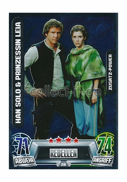 Force Attax Movie Cards 2 216 - HAN SOLO & PRINZESSIN LEIA Rebellen Zusatz-Power - Bild 1 von 1