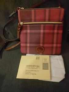 Borsa a tracolla Dooney & Bourke - Plaid rosa marrone chiaro nuova con tessera di registrazione - Foto 1 di 7