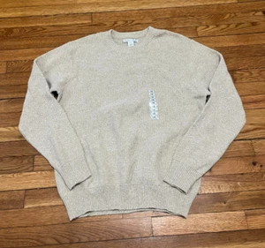 Mens Geoffery Beene Sweater Multi-Texture Knit Beige Crewneck Size XL NWT - Picture 1 of 3