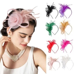 Luxury Small Top Hat Headband Retro Fascinator Headdress Bridal Headband Bride - Picture 1 of 22