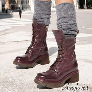 Botas A.S.98 Elvin Berenjena Media Pantorrilla Talla 38/8 Nuevas - Imagen 1 de 7