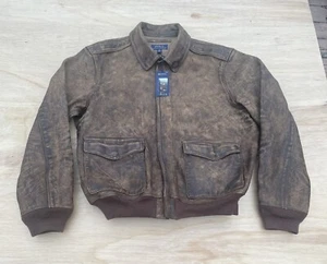 POLO RALPH LAUREN giacca bomber pelle giacca a vento uomo marrone TAGLIA XXL NUOVA CON ETICHETTE - Foto 1 di 9