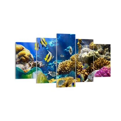 Wandbilder 160x85cm 5 tlg Leinwandbild Korallenriff Ozean Krabbe Fisch Bilder - Bild 1 von 4
