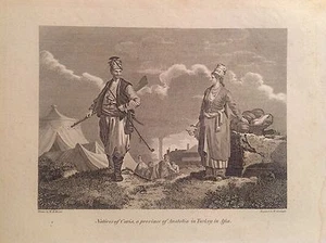 Nativi Di Caria Anatolia Turchia Costumi Acquaforte 1802 Sec Viaggi Cooke Asia - Picture 1 of 1