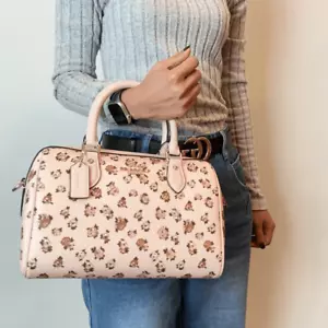 NWT Coach Rowan Satchel Bag With Rose Print - Picture 1 of 10