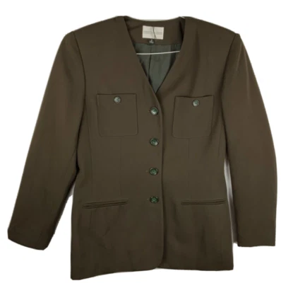 Abrigo Preston & York Verde Salvia Talla 6 Chaqueta Abotonada Estilo Militar Foto 1 de 4