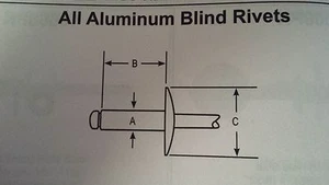 100 Pcs per Pack 1/8'' hole size Aluminum Rivets - Picture 1 of 1