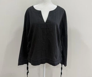 MADEWELL Women’s Denim Side Lace Top Sloan Black Size M - Bild 1 von 7