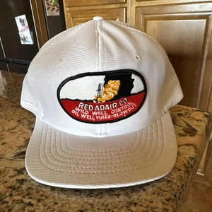 Vintage Red Adair Co Oil Well Snapback Mesh Trucker Hat Patch Ad White Rare - Bild 1 von 8