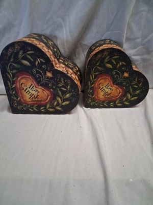 Bobs Boxes Primitives LIVE SIMPLY nesting Stackable Lids Lot Of 3 - Image 1 of 4