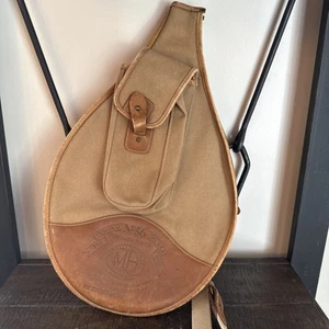 Vtg Handmade Marley Hodgson Ghurka Canvas & Leather Tennis Racket Cover Bag #56 - Photo 1/24