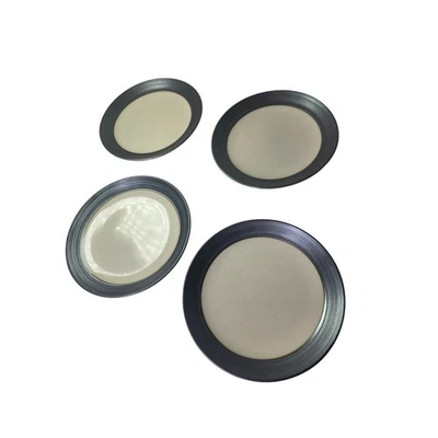 BISTRO CREAM by Sango Dark Gray Edge Glossy Cream 8" Salad Plate Set of 4 - Image 1 of 4