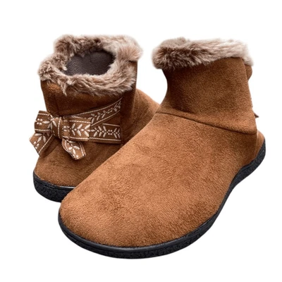 Isotoner Acogedor Marrón Nelly Microgamuza Imitación Piel Botines Zapatillas Talla 7.5 - 8 Foto 1 de 4