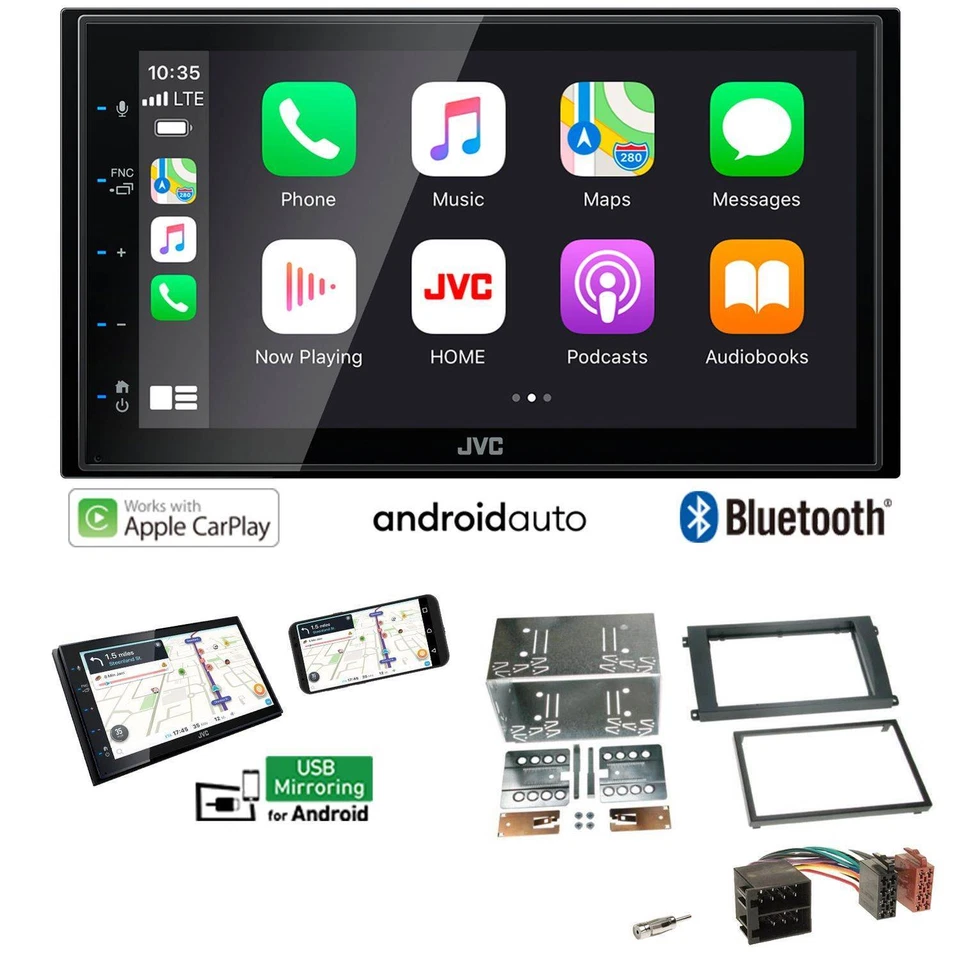 JVC Autoradio Apple CarPlay Android Auto für Porsche Cayenne 2002-2010 schwarz - Bild 1 von 4