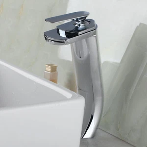 11'' Tall Bathroom Single Handle Waterfall Basin Sink Faucet-Chrome Finish-B - Bild 1 von 9