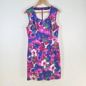Alannah Hill dress womens 12 pencil multicolour floral cotton sleeveless 113079 - Picture 1 of 11