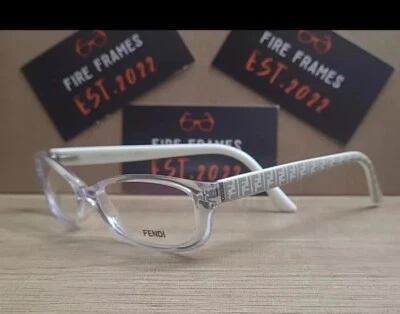 Fendi F881 971 White & Clear w. Fendi Pattern Eyeglasses Frames Italy 52-14-135 - Image 1 of 4