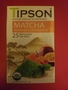 TIPSON ORGANIC MATCHATURMERIC PASIONFRUIT TEA INFUSIONS (25 BAGS) - Picture 1 of 5
