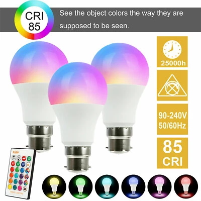 3x E27 RGB LED Bulbs 40 Watt Equivalent Magic Color Changing Lights W/ Remote - Image 1 of 4