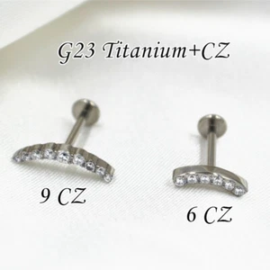 10PCS G23 Titanium CZ Labret Lip Piercing Monroe Bar Ear Helix Tragus Cartilage - Picture 1 of 5