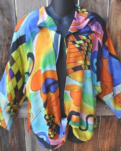 DILEMMA DIPINTO A MANO KANDINSKY ISPIRATO SETA ARTE DA INDOSSARE CRAVATTA CAMICIA TUNICA,OS - Foto 1 di 5