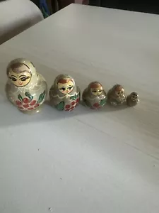 Vintage Collectible Nesting Dolls Wood Hand Painted 5 Pc Set 3”-.75” - Picture 1 of 6