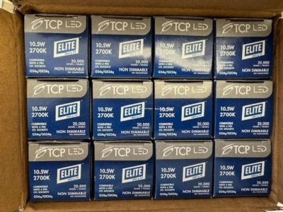 12 Piece TCP LPLUD2027K LED 10.5W PL Universal Non Dimmable 2700K G24q Plug&Play - Image 1 of 4