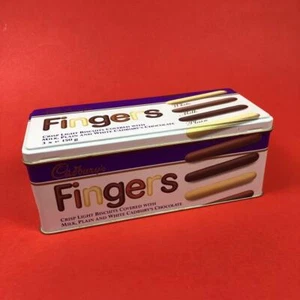 Vintage Cadburys Chocolate Fingers Biscuits Advertising Storage Tin Box 1990s - Picture 1 of 5