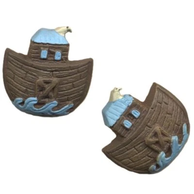 ENORMES PENDIENTES DE BOTÓN FUNKY NOAH ARK BARCO-Resina Espiritual Novedad Dije Joyería Foto 1 de 3