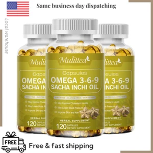 Sacha Inchi Oil Capsules 1000mg Omega 3-6-9 Support Skin Hair Health Antioxidant - Picture 1 of 8
