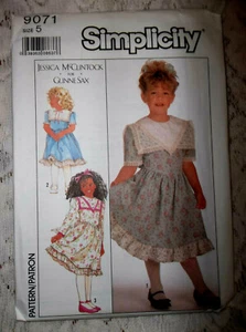 VINTAGE SIMPLICITY #9071 CHILD'S DRESS CHILD SIZE 5 PATTERN & INSTRUCTIONS UNCUT - Picture 1 of 2
