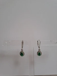 9K Boyaca Colombian Emerald & Diamond Earrings - Picture 1 of 8