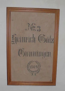 quadro sacco incorniciato grano lino sacco legno cornice data 1914 antico top decorazione immagine vecchio - Foto 1 di 12