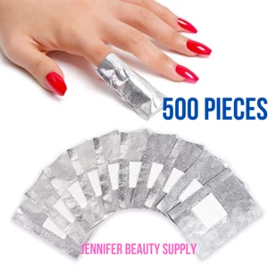 US 100-500Pcs Aluminium Foil Nail Wraps Art Soak Off Gel Polish Remover Cleaner - Picture 1 of 8