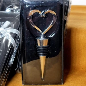 Tapones de vino corazón de metal plateado Darice con caja de regalo juego de 6 favores de boda ¡nuevo con etiquetas! - Imagen 1 de 7