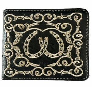Horseshoe Mens Wallet Texas Western Bifold W086 Black - Picture 1 of 2