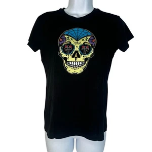 Sugar Skull schwarz T-Shirt Top Tee Day Of The Dead Dia De Los Muertos Halloween S - Bild 1 von 3