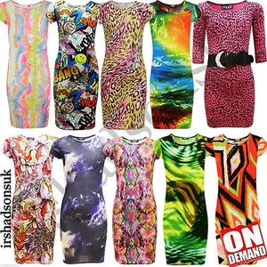 Girls Printed Comic Bodycon Midi Stylish Dresses 2 3 4 5 6 7 8 9 10 11 12 13 Yr - Picture 1 of 9