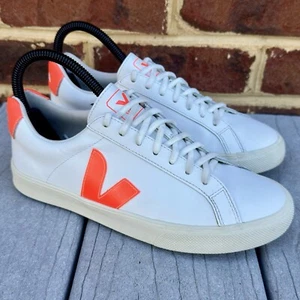 VEJA Campo Chromefree Sneaker White Orange Fluo Womens Size 5 US 36 EU Leather - Picture 1 of 11
