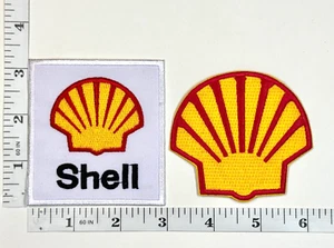 Embroidered 2-Patch Set - Motor Oil - Gasoline - Racing - Shell - Iron-on - NEW - Picture 1 of 1