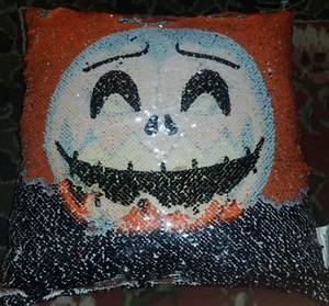 Nightmare Before Christmas Disney Jack Pumpkin King Sequin Flip Pillow NWT - Picture 1 of 2