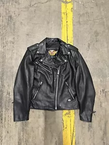 Vintage Harley Davidson Made In USA Leather Motorcycle Biker Jacket Men's L NICE - Picture 1 of 10