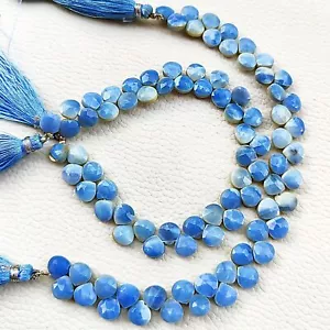 Natural Gem Peru Blue Opal 7 mm Size Faceted Heart Shape Beads 7.5" Strand - Picture 1 of 7